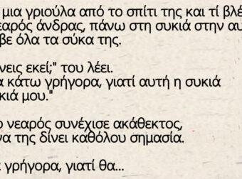 Βγαίνει μια γριούλα από το σπίτι της και τί βλέπει; Ένας νεαρός άνδρας,