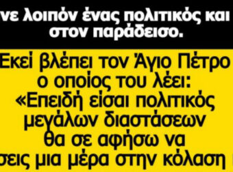 Ανέκδοτο: πέθανε λοιπόν ένας πολιτικός και πάει στον παράδεισο…